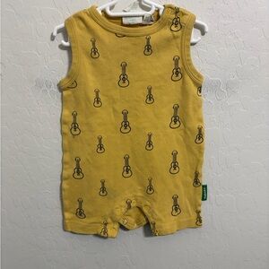 Yellow Guitar Print Kids One Piece